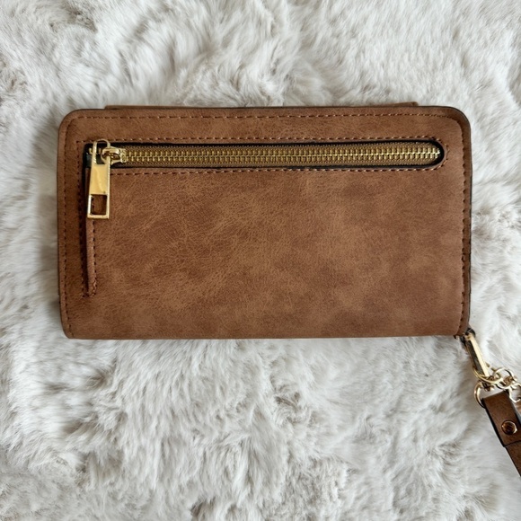 Joy Susan Brown Vegan Faux Leather Snap Wallet Wristlet Card Holder Tassel - Picture 9 of 12